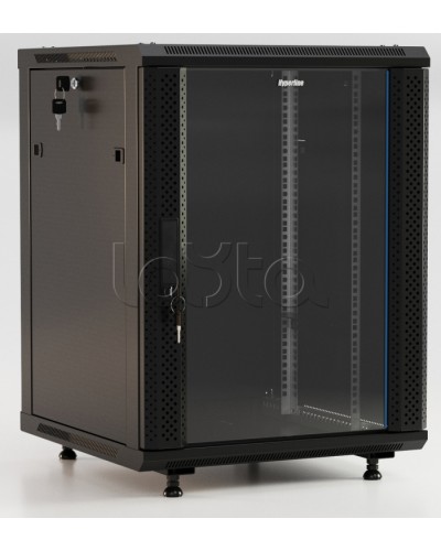 Шкаф настенный Hyperline TWB-FC-1566-GP-RAL9004 в Коврове Шкафы, щиты, боксы, компоненты СКС Pintop.ru