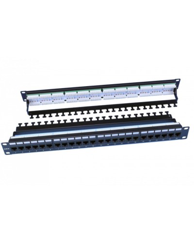 Патч-панель 19, 1U, 24 порта RJ-45, категория 6, Dual IDC, цвет черный Hyperline PP3-19-24-8P8C-C6-110D в Коврове Патч панель Pintop.ru