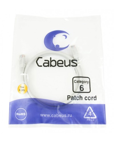 Шнур коммутационный 2xRJ-45/8P8C U/UTP кат.6 (1 м) Cabeus PC-UTP-RJ45-Cat.6-1m в Коврове Патчкорды (медные) Pintop.ru
