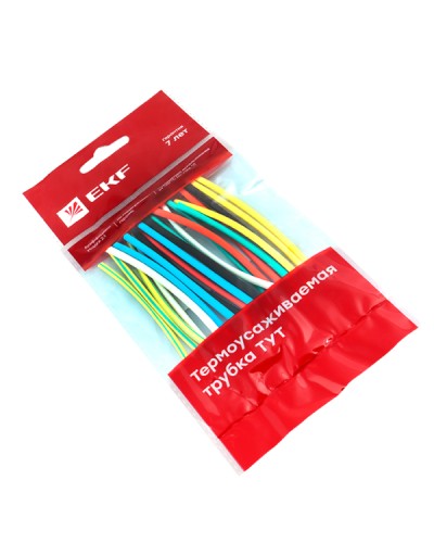 Термоусаживаемая трубка ТУТ нг 4/2 набор:7 цветов по 3шт. 100мм. EKF PROxima (tut-n-4) в Коврове Аксессуары для кабель-канала Pintop.ru