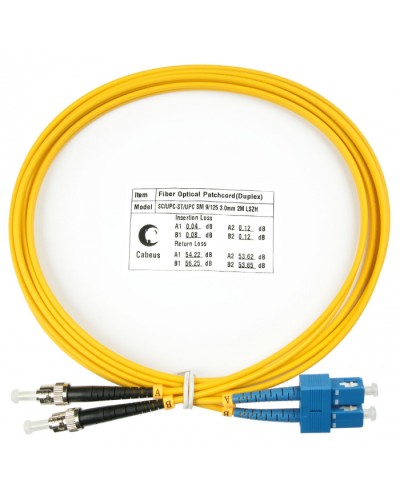 Шнур оптический duplex SC-ST 9/125 SM 2 м LSZH Cabeus FOP(d)-9-SC-ST-2M в Коврове Патч-корды оптические Pintop.ru