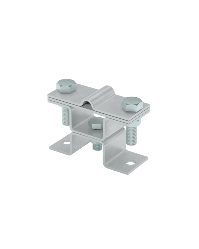 Универсальный держатель на мостовой опоре двойной для прутка Ø 5-8 мм и полосы до 40 мм с 2 пластинами КМ-профиль (XUDMO2-D5-8-B40) в Коврове Аксессуары для лотков Pintop.ru