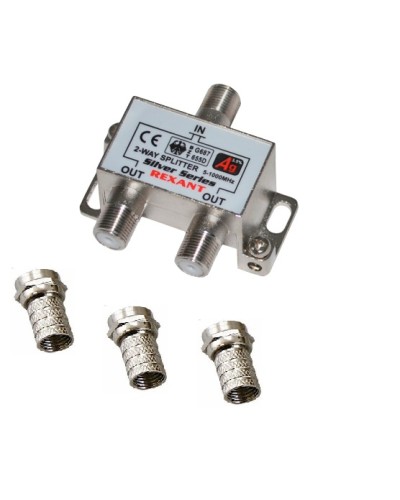 Делитель телевизионный ТВх2 + 3шт. F BOX 5-1000 МГц Silver (10шт/уп) REXANT 05-6101 в Коврове Системы видеонаблюдения Pintop.ru