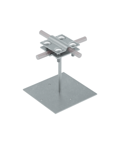 Приклеиваемый держатель с крестообразным соединителем для прутка Ø 5-12 мм и полосы до 20 мм H90 мм HD КМ-профиль (PDX-H90-D5-12-B20 HD) в Коврове Монтажные материалы Pintop.ru