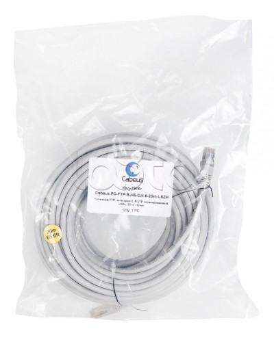 Патч-корд FTP, категория 6, F/UTP экранированный, LSZH, 20 м, серый Cabeus PC-FTP-RJ45-Cat.6-20m-LSZH в Коврове Патчкорды (медные) Pintop.ru