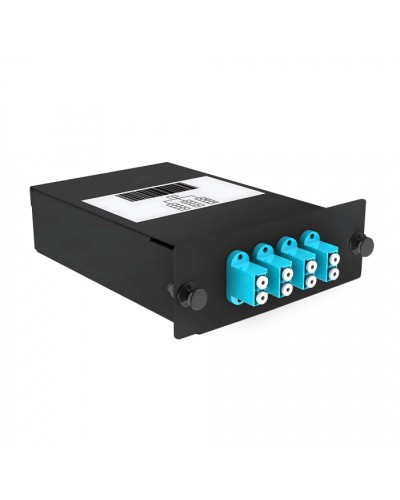 Кассета кроссовая 1 разъем черный Cabeus (FO-OM3-1x8MPO(m)/U-8xLC/U-А-BK) в Коврове Кросс оптический Pintop.ru