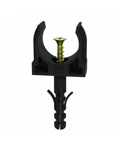 Крепеж-клипса с дюбелем и саморезом черная д20 (100шт/1200шт уп/кор) Промрукав (PR13.0220) в Коврове Держатели, клипсы, скобы Pintop.ru