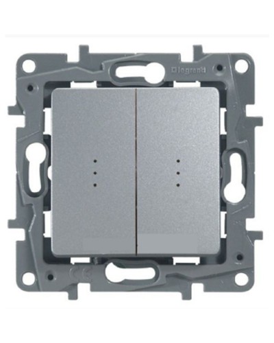 Переключатель двухклавишный с подсветкой Etika Plus 10 AX 250 В алюминий Legrand 672416 в Коврове Аксессуары для кабель-канала Pintop.ru