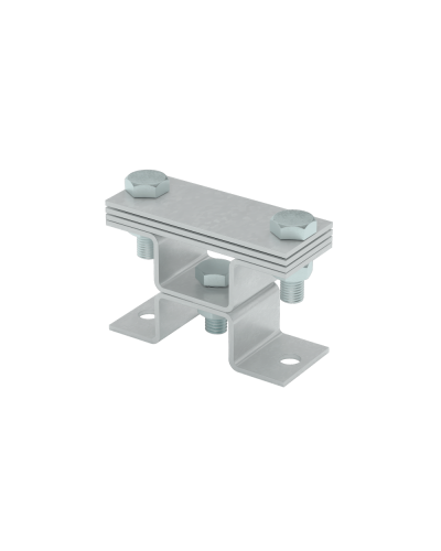 Универсальный держатель на мостовой опоре двойной для полосы до 40 мм с 3 пластинами КМ-профиль (XUDMO3-B40) в Коврове Монтажные материалы Pintop.ru