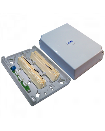 Настенная коробка с установленными плинтами, 2 размыкаемых плинта, 20 пар, пластик TWT (TWT-DB10-2P-DIS) в Коврове Кросс оптический Pintop.ru