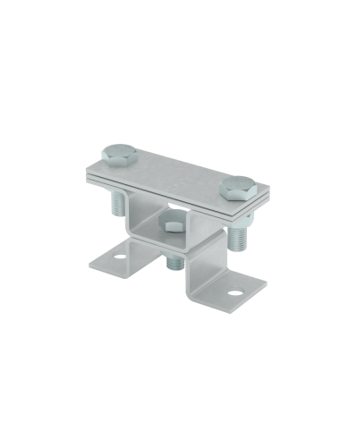 Универсальный держатель на мостовой опоре двойной для полосы до 40 мм с 2 пластинами КМ-профиль (XUDMO2-B40) в Коврове Монтажные материалы Pintop.ru