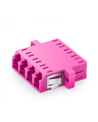 Оптический адаптер OM4, квадро LC, с фланцами, пурпурный Eurolan (36A-40-4L-02MG) в Коврове Проходные адаптеры и розетки оптические Pintop.ru