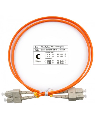 Шнур оптический duplex SC-SC 62,5/125 mm 1м LSZH Cabeus FOP-62-SC-SC-1m в Коврове Патч-корды оптические Pintop.ru