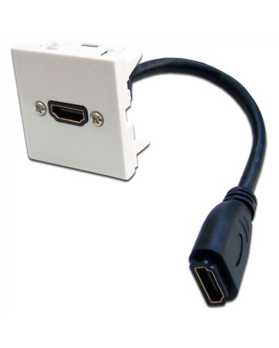 Вставка Mosaic 45x45 с адаптером HDMI с удлинителем, мама-мама, белая LANMASTER (LAN-SIP-23HDMI-WH) в Коврове Проходные адаптеры и розетки оптические Pintop.ru