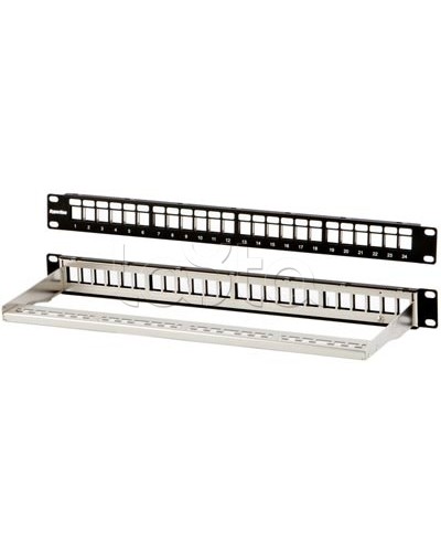 Модульная патч-панель 19, 24 порта, Flat Type, 1U, для экранированных модулей Hyperline PPBL3-19-24-SH-RM в Коврове Патч панель Pintop.ru