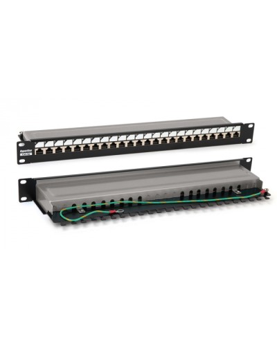 Патч-панель 19, 1U, 24 порта RJ-45 полн. экран., категория 6, Dual IDC, цвет черный Hyperline PP3-19-24-8P8C-C6-SH-110D в Коврове Патч панель Pintop.ru