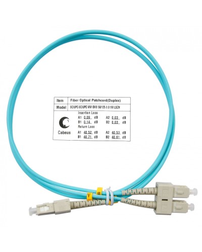 Шнур оптический duplex SC-SC 50/125 MM OM3 1 м LSZH Cabeus FOP-50-SC-SC-1M в Коврове Патч-корды оптические Pintop.ru