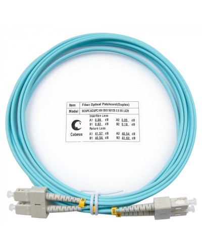 Шнур оптический duplex SC-SC 50/125 mm OM3 3м LSZH Cabeus FOP-50-SC-SC-3m в Коврове Патч-корды и пигтейлы Pintop.ru