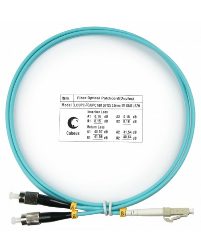 Шнур оптичесикй duplex LC-FC 50/125 MM OM3 1 м LSZH Cabeus FOP-50-LC-FC-1M в Коврове Патч-корды оптические Pintop.ru