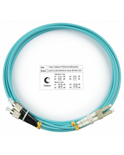 Шнур оптичесикй duplex LC-FC 50/125 MM OM3 2 м LSZH Cabeus FOP-50-LC-FC-2M в Коврове Патч-корды оптические Pintop.ru