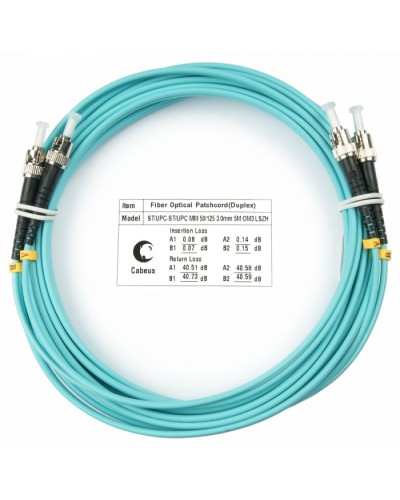 Шнур оптический duplex ST-ST 50/125 mm OM3 10м LSZH Cabeus FOP-50-ST-ST-10m в Коврове Патч-корды и пигтейлы Pintop.ru