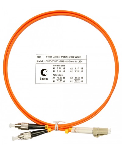 Шнур оптический duplex LC-FC 62,5/125 mm 1м LSZH Cabeus FOP-62-LC-FC-1m в Коврове Патч-корды оптические Pintop.ru