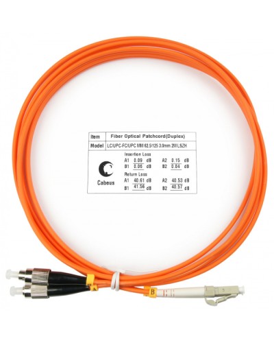 Шнур оптический duplex LC-FC 62,5/125 mm 2м LSZH Cabeus FOP-62-LC-FC-2m в Коврове Патч-корды оптические Pintop.ru