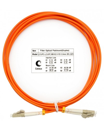 Шнур оптический duplex LC-LC 62,5/125 mm 3м LSZH Cabeus FOP-62-LC-LC-3m в Коврове Патч-корды оптические Pintop.ru