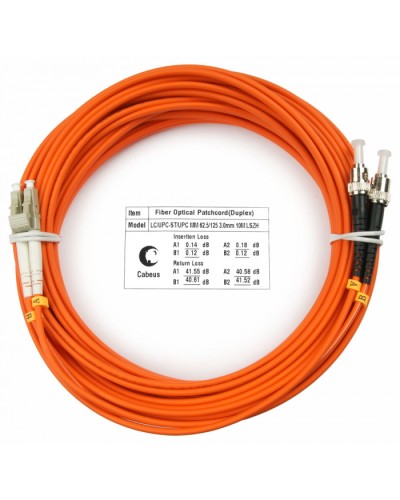 Шнур оптический duplex LC-ST 62,5/125 mm 25м LSZH Cabeus FOP-62-LC-ST-25m в Коврове Патч-корды оптические Pintop.ru