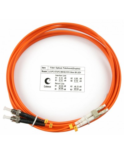 Шнур оптический duplex LC-ST 62,5/125 mm 3м LSZH Cabeus FOP-62-LC-ST-3m в Коврове Патч-корды оптические Pintop.ru