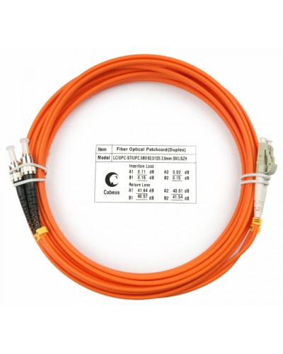 Шнур оптический duplex LC-ST 62,5/125 mm 5м LSZH Cabeus FOP-62-LC-ST-5m в Коврове Патч-корды оптические Pintop.ru
