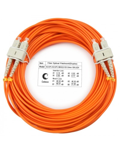 Шнур оптический duplex SC-SC 62,5/125 mm 20м LSZH Cabeus FOP-62-SC-SC-20m в Коврове Патч-корды оптические Pintop.ru
