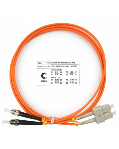 Шнур оптический duplex SC-ST 62,5/125 mm 1,5м LSZH Cabeus FOP-62-SC-ST-1,5m в Коврове Патч-корды оптические Pintop.ru