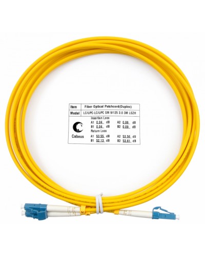 Шнур оптический duplex LC-LC 9/125 sm 3м LSZH Cabeus FOP(d)-9-LC-LC-3m в Коврове Патч-корды оптические Pintop.ru