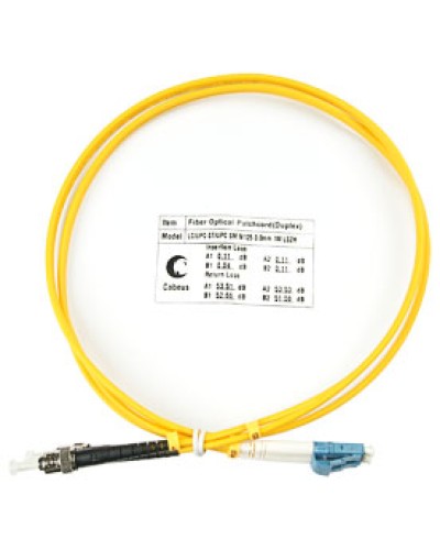 Шнур оптический duplex LC-ST 9/125 SM 1 м LSZH Cabeus FOP(d)-9-LC-ST-1M в Коврове Патч-корды оптические Pintop.ru