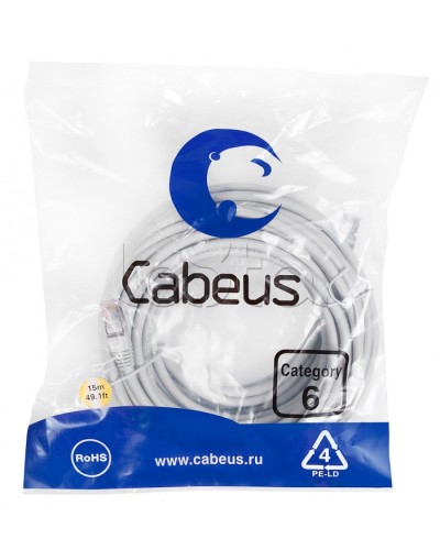 Патч-корд FTP, категория 6, F/UTP экранированный, LSZH, 15 м, серый Cabeus PC-FTP-RJ45-Cat.6-15m-LSZH в Коврове Патчкорды (медные) Pintop.ru