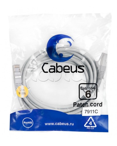 Патч-корд Cabeus PC-FTP-RJ45-CAT.6-3M-LSZH в Коврове Патчкорды (медные) Pintop.ru