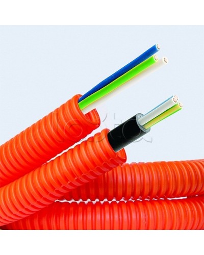 Электротруба ПНД гибкая гофр. д.16мм, цвет оранжевый, с кабелем ВВГнг(А)-LS 3х1,5мм² РЭК ГОСТ+, 50м DKC 7L91650 в Коврове Труба гофрированная Pintop.ru