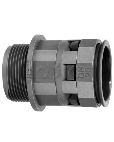 Муфта труба-коробка DN 7 мм, М12х1,5, полиамид, цвет черный DKC PAM07M12N в Коврове Повороты, муфты, тройники Pintop.ru