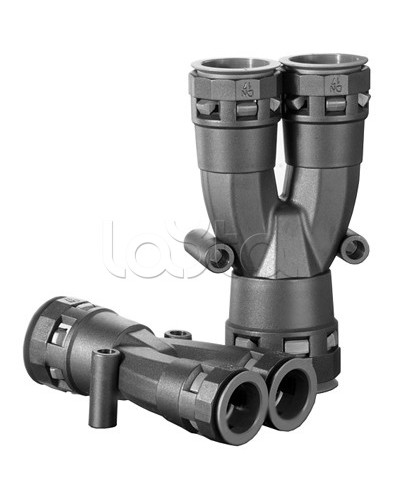 Разветвитель DN 1х23 + 2х17 мм, полиамид, цвет черный DKC PAY231717N в Коврове Повороты, муфты, тройники Pintop.ru