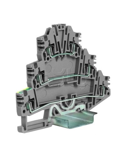 Зажим трех-уровневый c заземлением на нижнем уровне 2,5 кв.мм, серый DKC ZHL500GR в Коврове Держатели, клипсы, скобы Pintop.ru