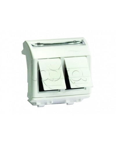 Ком.роз. двойная RJ45 кат.6 (8P8C, Hyperline, Dual IDC: 110&Krone) Brava, слон.кость, 2мод (75452S) в Коврове Аксессуары для кабель-канала Pintop.ru