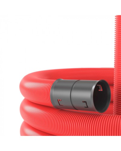 Двустенная труба ПНД гибкая для кабельной канализации д.40мм с протяжкой, SN18, 500Н, 50м, красный DKC 121940 в Коврове Труба гофрированная Pintop.ru