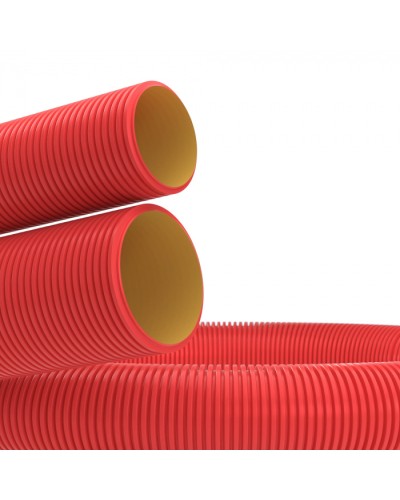 Труба гибкая двустен. 75 мм с протяжкой красная (72 м) DKC (12197572) в Коврове Труба гофрированная Pintop.ru