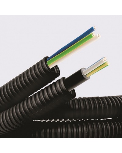 Электротруба ПНД гибкая гофр. д.16мм, цвет черный, с кабелем ВВГнг(А)-LS 3х1,5мм² РЭК ГОСТ+, 50м DKC 7L71650 в Коврове Труба гофрированная Pintop.ru