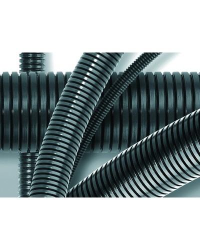 Труба ПА 6 гибкая гофр. д.13мм, ПВ-0, без протяжки, 100м, цвет тёмно-серый DKC 80013 в Коврове Труба гофрированная Pintop.ru
