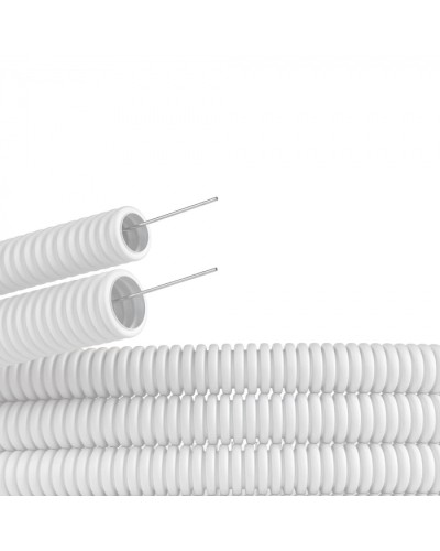 Труба ПЛЛ гибкая гофр. не содержит галогенов д.16мм, ПВ-0, с протяжкой,100м, цвет белый DKC (81816) в Коврове Труба гофрированная Pintop.ru