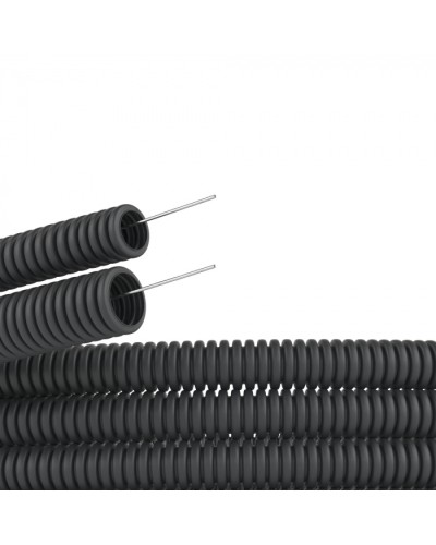 Труба ПВХ гибкая гофрированная. д.16мм, лёгкая с протяжкой,100м черный DKC 91916B в Коврове Труба гофрированная Pintop.ru