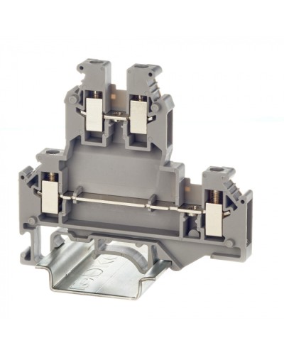 Клемма двухуровневая, винтовой зажим, 4 точки подключения, 2.5 кв.мм, серая DKC (KRUKB-3) в Коврове Клеммные колодки Pintop.ru