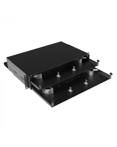 Оптическая полка выдвижная, без лицевой панели, неукомплектованная, 2U, черная DKC RNFPE2U48 в Коврове Полки для шкафов и стоек Pintop.ru